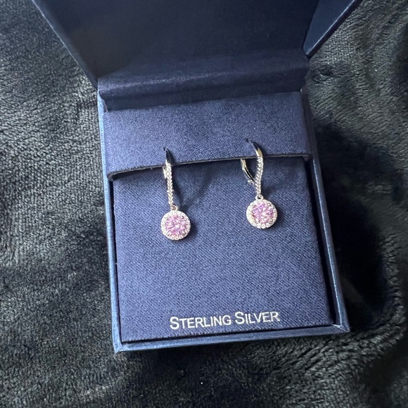 Sterling Silver Pink Earrings - Picture 1 of 3